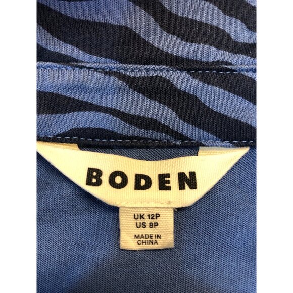 Boden Sleeveless Zebra Print Blue & Black Shirt Dress Size 8 Petite - Picture 7 of 11